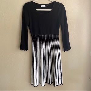 Black and White Calvin Klein Crochet Detail Dress